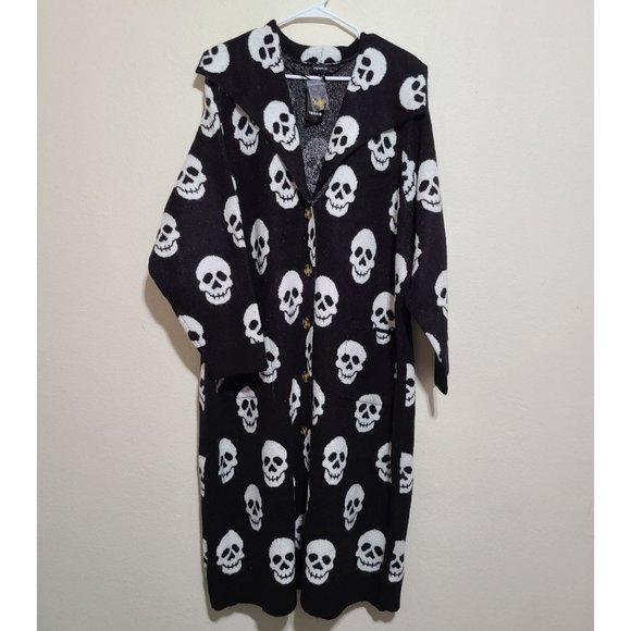 Torrid Skull Button Front Coat Plus Size 3X Black White - Picture 1 of 8